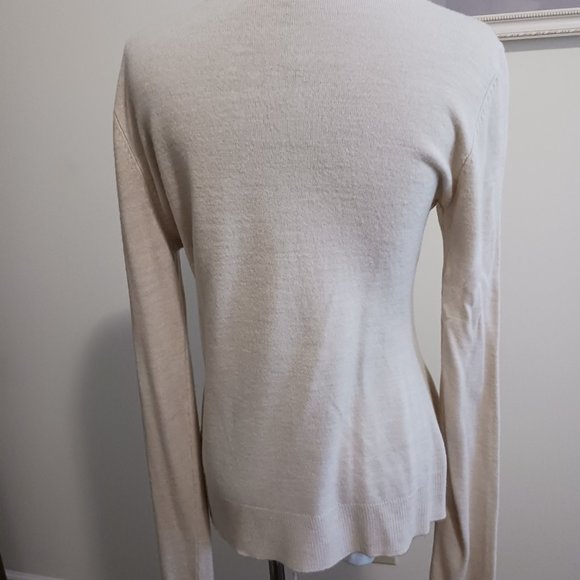 New York & Company Ruffle Front Cardigan Beige M EUC - Picture 2 of 13